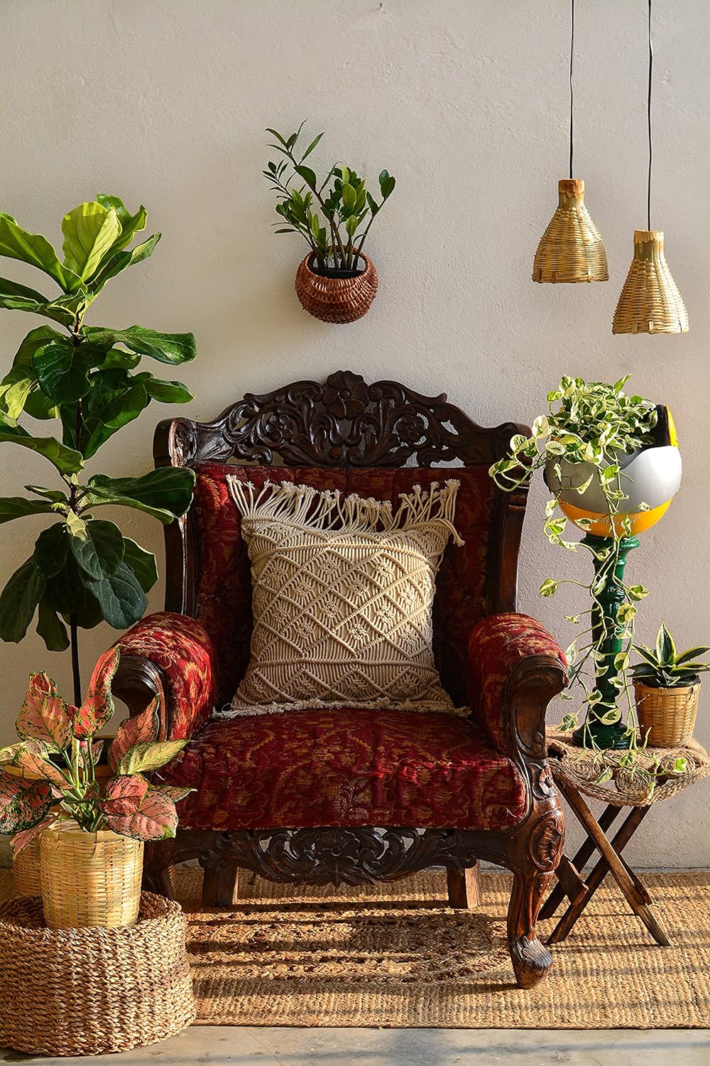 HANGING BAMBOO CANE LAMP